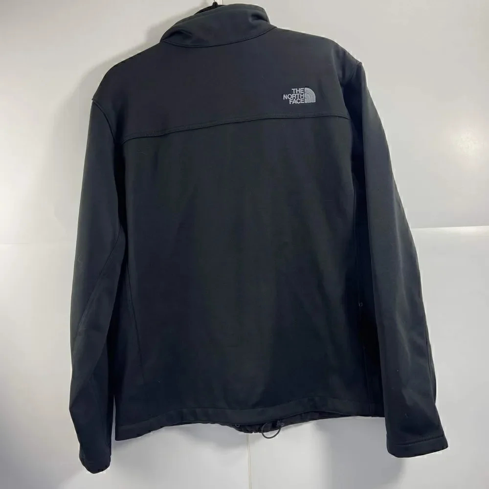 The North Face men's large windwall Soft-shell  Jacket Black Full Zip logo EUC
